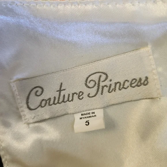 Couture Princess Elegant Floral Dress w/Bow & Pearl Accents, Size 5, EUC - Picture 7 of 7